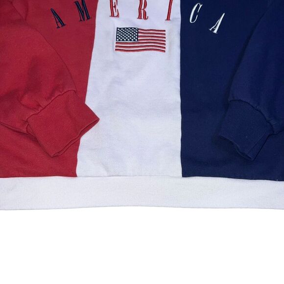 America Striped Crewneck Sweatshirt Size Medium IML Long Sleeve Pullover - Picture 2 of 9